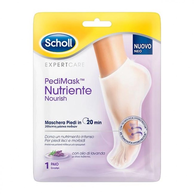Scholl PediMask Nourish Lavender 1 ζεύγος | Ενυδατική Μάσκα Ποδιών Με Έλαιο Λεβάντας ΦΡΟΝΤΙΔΑ ΝΥΧΙΩΝ & ΠΟΔΙΩΝ