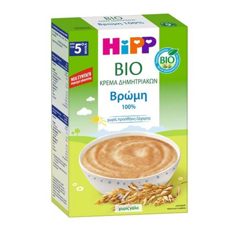 Hipp Bio Κρέμα Δημητριακών Βρώμης Χωρίς Γάλα από τον 5ο Μήνα 200gr