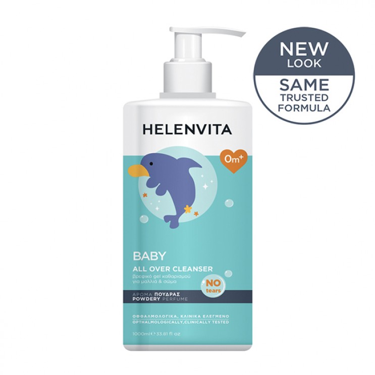 Helenvita Baby All Over Cleanser Perfume Talc 1L |Βρεφικό Καθαριστικό Υγρό για Σώμα & Μαλλιά με Άρωμα Τalc ΦΡΟΝΤΙΔΑ ΜΩΡΟΥ