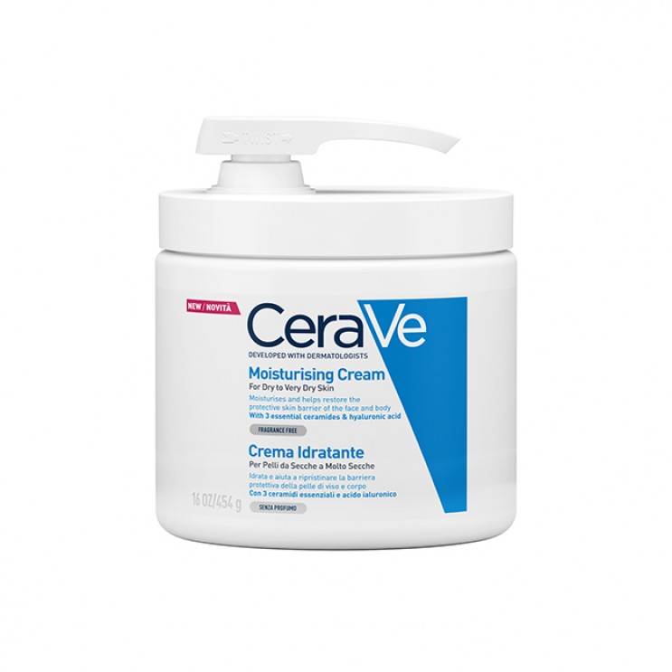 CeraVe Moisturising Cream For Dry To Very Dry Skin Pump 454g | Ενυδατική Κρέμα Προσώπου και Σώματος με Ceramides και Υαλουρονικό Οξύ  ΦΡΟΝΤΙΔΑ ΓΙΑ ΤΟ ΣΩΜΑ
