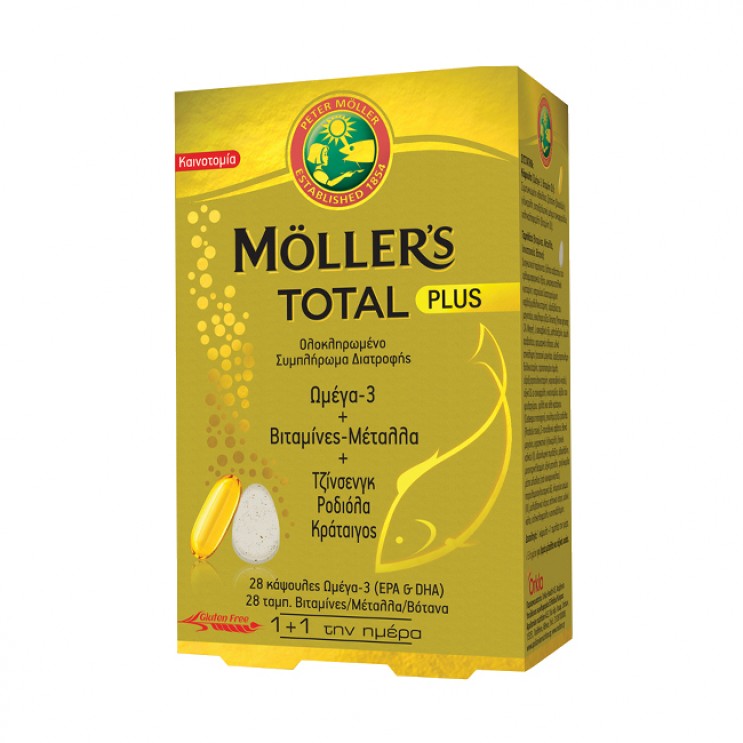 Moller's Total Plus 28caps & 28tabs | Συμπλήρωμα Διατροφής με Ωμέγα 3, Βιταμίνες, Μέταλλα & Βότανα ΔΗΜΟΦΙΛΕΣΤΕΡΑ