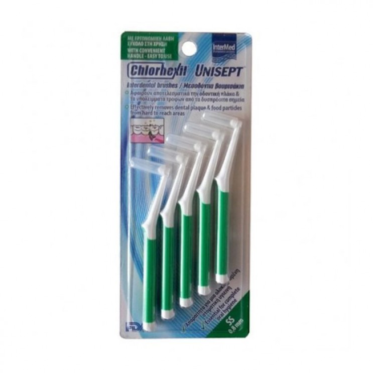 Intermed Chlorhexil Interdental Brushes SS 0.8mm 5τμχ | Μεσοδόντια Βουρτσάκια Πράσινα