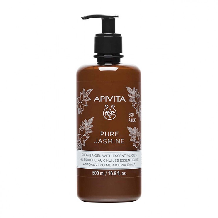 Apivita Pure Jasmine Shower Gel with Essential Oils Eco Pack 500ml |Αφρόλουτρο με Αιθέρια Έλαια  ΦΡΟΝΤΙΔΑ ΓΙΑ ΤΟ ΣΩΜΑ