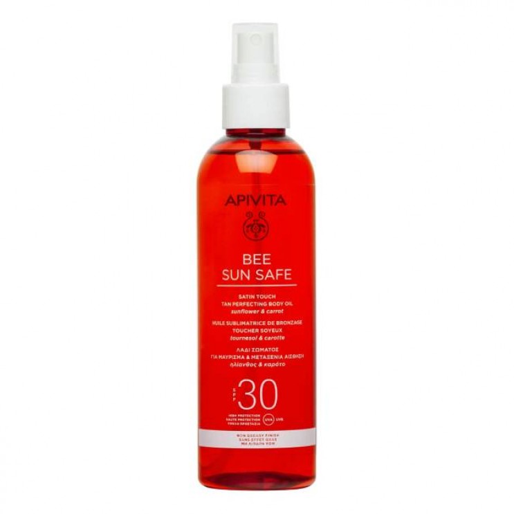 Apivita Bee Sun Safe Satin Touch Tan Perfecting Body Oil SPF30 200ml | Λάδι Σώματος για Μαύρισμα με Ηλίανθο και Καρότο ΦΡΟΝΤΙΔΑ ΓΙΑ ΤΟ ΣΩΜΑ