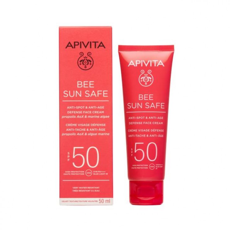 Apivita Bee Sun Safe Anti-Spot & Anti-Age Face Cream SPF50 50ml | Αντηλιακή Κρέμα Προσώπου κατά των Πανάδων και των Ρυτίδων ΦΡΟΝΤΙΔΑ ΠΡΟΣΩΠΟΥ