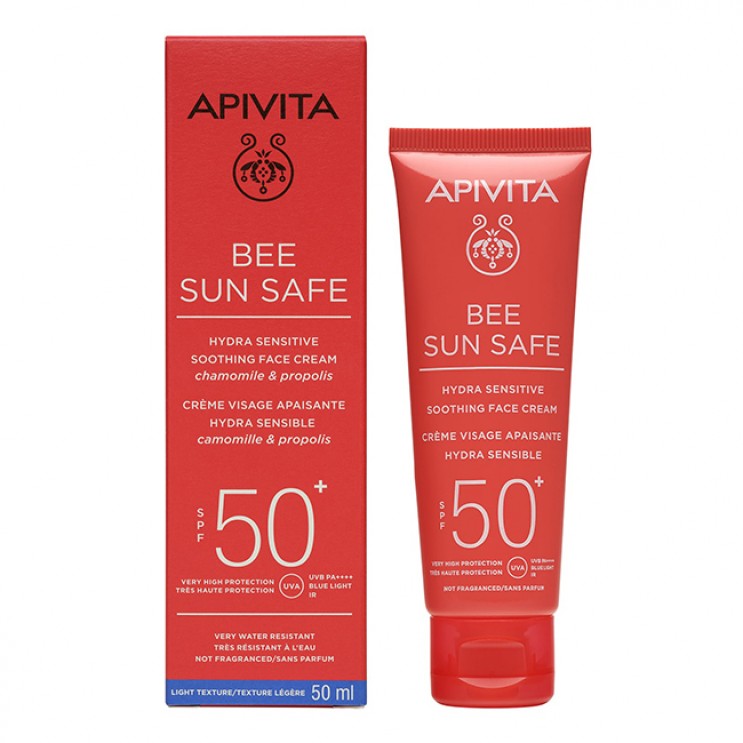 Apivita Bee Sun Safe Hydra Sensitive Soothing Face Cream SPF50 50ml |Καταπραϋντική Αντηλιακή Κρέμα Προσώπου για Ευαίσθητες Επιδερμίδες  ΦΡΟΝΤΙΔΑ ΠΡΟΣΩΠΟΥ
