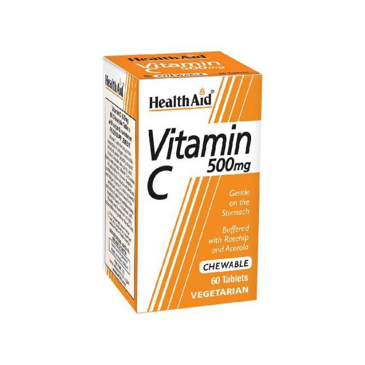 Health Aid Vitamin C 500mg Chewable 60chew.tabs | Μασώμενες Ταμπλέτες Βιταμίνης C με Γεύση Πορτoκάλι ΒΙΤΑΜΙΝΕΣ