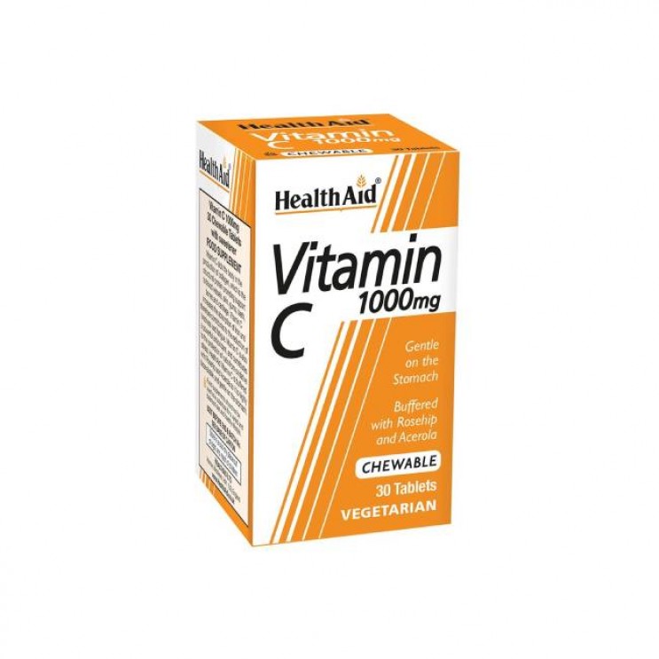 Health Aid Vitamin C 1000mg 30 Chew.Tabs | Μασώμενες Ταμπλέτες Βιταμίνης C με Γεύση Πορτοκάλι ΒΙΤΑΜΙΝΕΣ