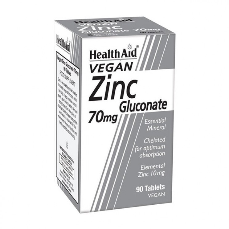 Health Aid Zinc Gluconate 70mg 90tabs | Συμπλήρωμα Διατροφής με Ψευδάργυρο Γλυκονικό  ΜΕΤΑΛΛΑ & ΙΧΝΟΣΤΟΙΧΕΙΑ