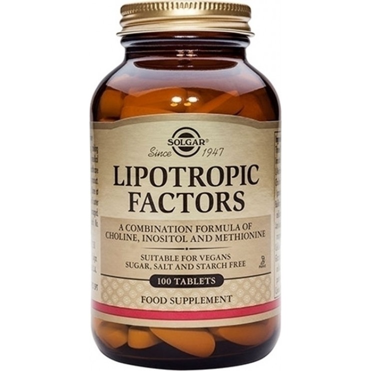 Solgar Lipotropic Factors 100tabs | Συμπλήρωμα Διατροφής με Χολίνη Ινοσιτόλη και L-Μεθειονίνη