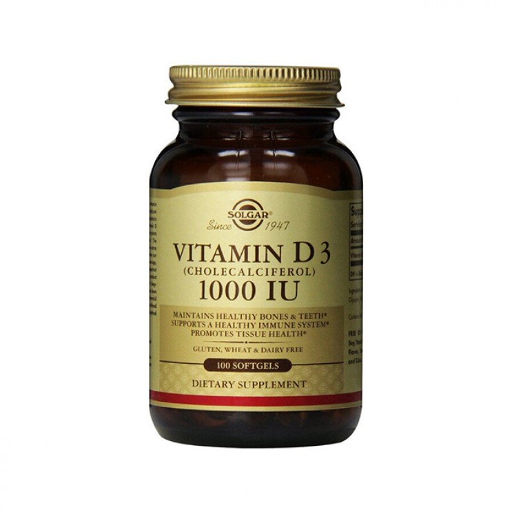 Solgar Vitamin D-3 1000 IU 100Softgels | Συμπλήρωμα Διατροφής Βιταμίνη D3 ΒΙΤΑΜΙΝΕΣ