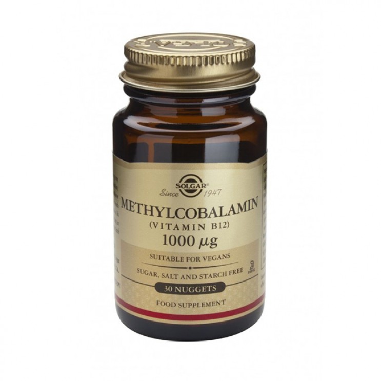 Solgar Vitamin B12 Methylcobalamin 1000μg 30nuggets |  Συμπλήρωμα Διατροφής με Βιταμίνη Β12 (30 υπογλώσσια δισκία)  ΒΙΤΑΜΙΝΕΣ