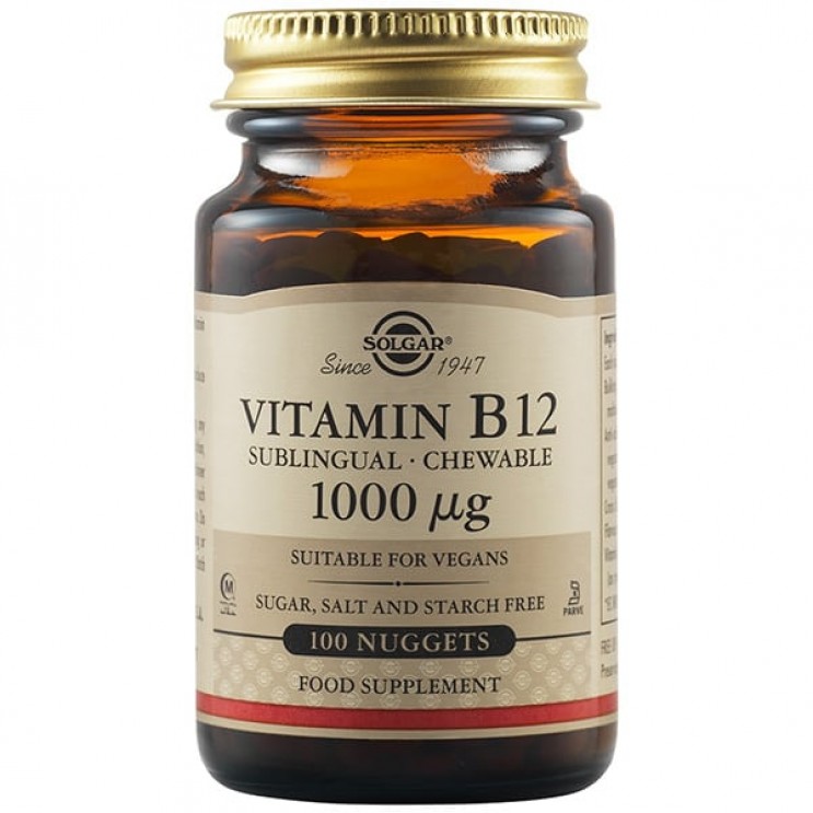 Solgar Vitamin B12 1000 μg, 100nuggets | Συμπλήρωμα Διατροφής με Βιταμίνη 12 100 Μασώμενα Δισκία ΒΙΤΑΜΙΝΕΣ