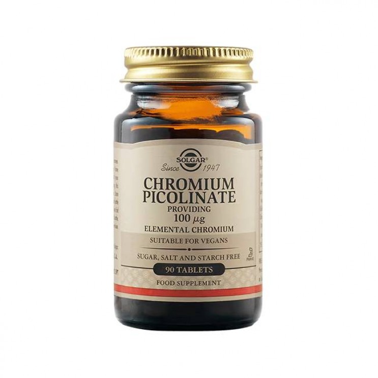 Solgar Chromium Picolinate 100μg 90tabs |Συμπλήρωμα Διατροφής από Πικολινικό Χρώμιο ΜΕΤΑΛΛΑ & ΙΧΝΟΣΤΟΙΧΕΙΑ