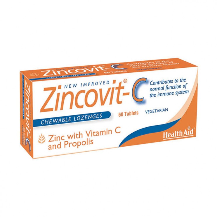 Health Aid Zincovit-C, Ψευδάργυρος με Βιταμίνη C και Πρόπολη 60 Μασώμενες Ταμπλέτες για την Ενισχυση του Ανοσοποιητικού  ΦΑΡΜΑΚΕΙΟ