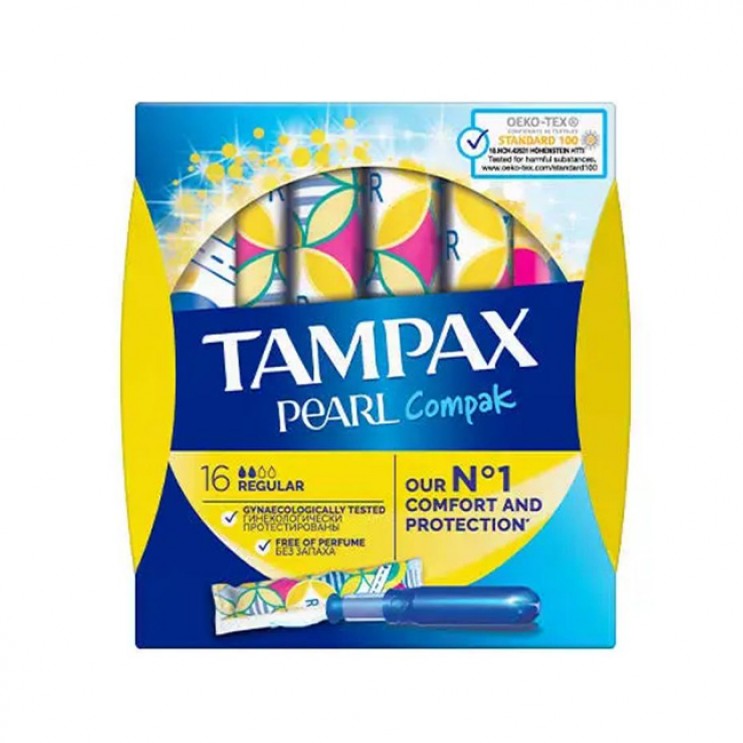 Tampax Compak Pearl Regular 16τμχ | Ταμπόν για Κανονική Ροή  ΥΓΙΕΙΝΗ