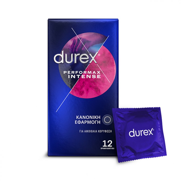 Durex Performax Intense 12τμχ |  Προφυλακτικά με Κουκκίδες, Ραβδώσεις & Επιβραδυντικό Τζελ  ΣΕΞΟΥΑΛΙΚΗ ΥΓΕΙΑ