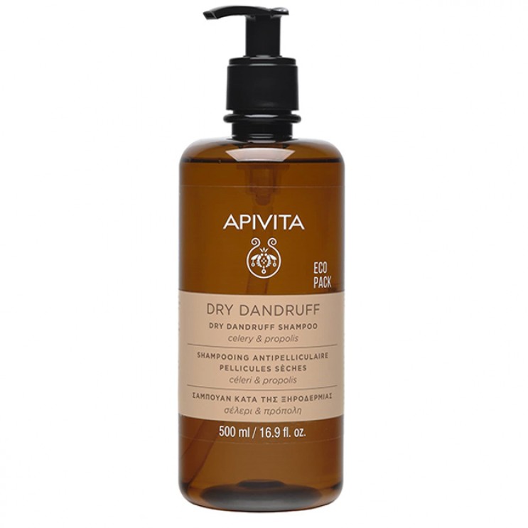 Apivita Dry Dandruff Shampoo Eco Pack 500ml | Σαμπουάν κατά της Ξηροδερμίας με Σέλερι και Προπόλη ΦΡΟΝΤΙΔΑ ΜΑΛΛΙΩΝ
