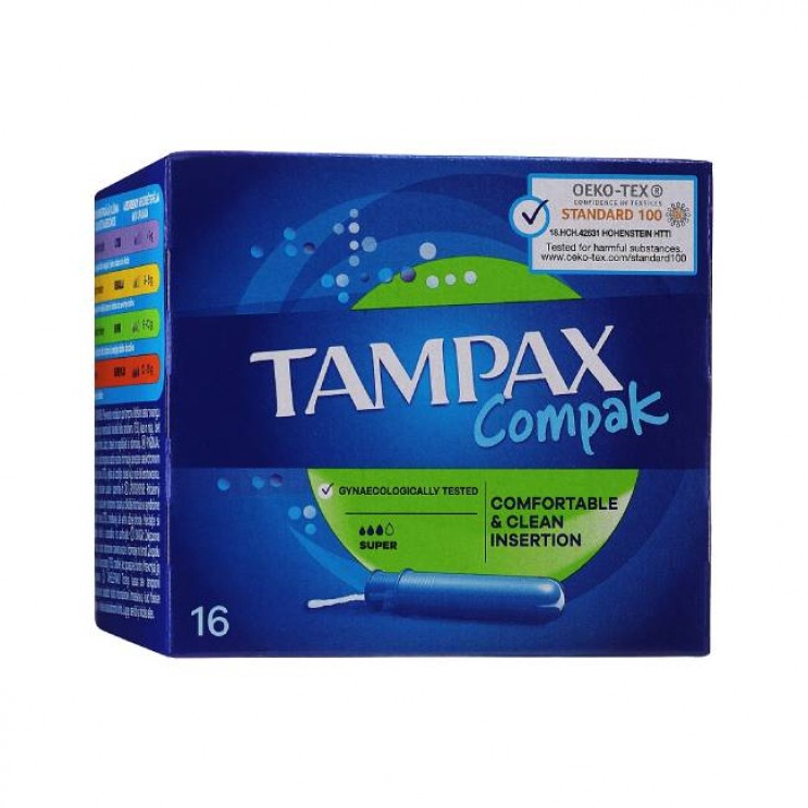 Tampax Compak Super 16τμχ | Ταμπόν με Απλικατέρ για Μέτρια έως Μεγάλη Ροή