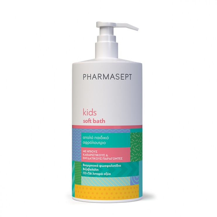 Pharmasept Kids Soft Bath 1lt |  Απαλό Παιδικό Αφρόλουτρο με Αντλία  Σαμπουάν - Αφρόλουτρα