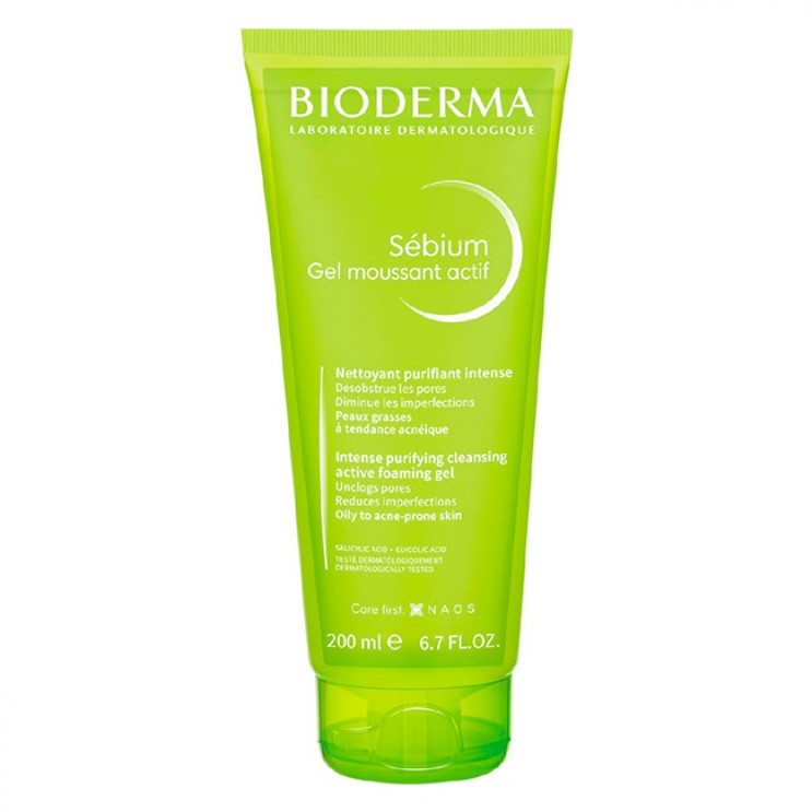 Bioderma  Sebium Gel Moussant Actif 200ml | Αφρίζον Τζελ Καθαρισμού για Μεικτές & Λιπαρές Επιδερμίδες με Τάση Ακμής