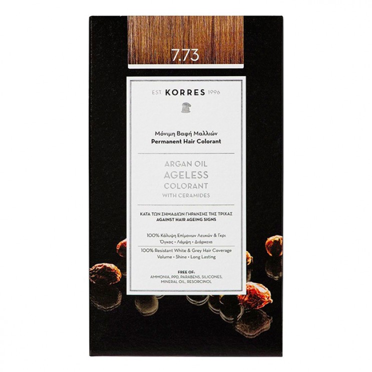 Korres Argan Oil Advanced Colorant 7.73 Golden Mocha | Μόνιμη Βαφή Μαλλιών Argan Oil 7.73 Χρυσή Mόκα