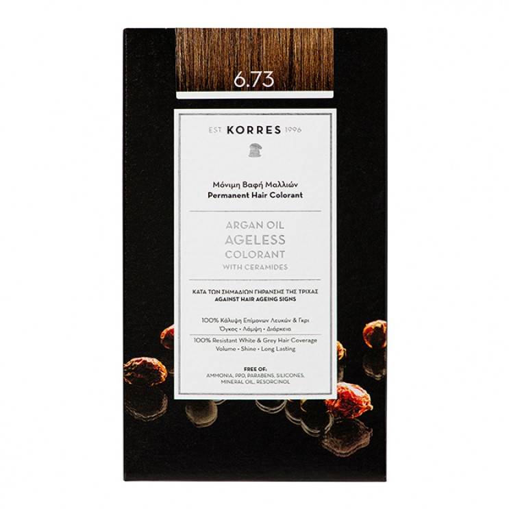 Korres Argan Oil Advanced Colorant 6.73 Golden Cocoa | Μόνιμη Βαφή Μαλλιών Argan Oil 6.73 Χρυσό Kακάο