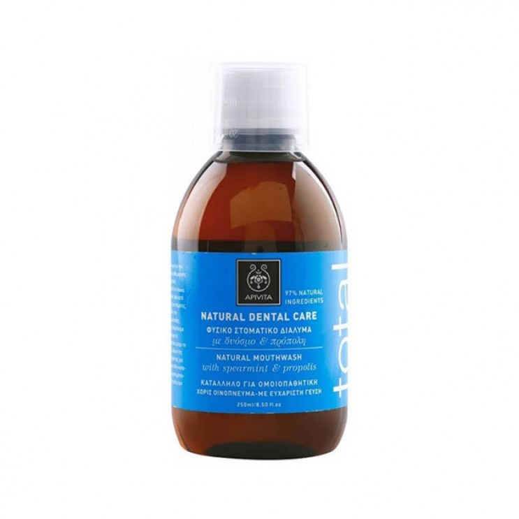 Apivita Natural Dental Care Mouthwash Total 250ml | Φυσικό Στοματικό Διάλυμα Με Πρόπολη & Δυόσμο  Κακοσμία Στόματος