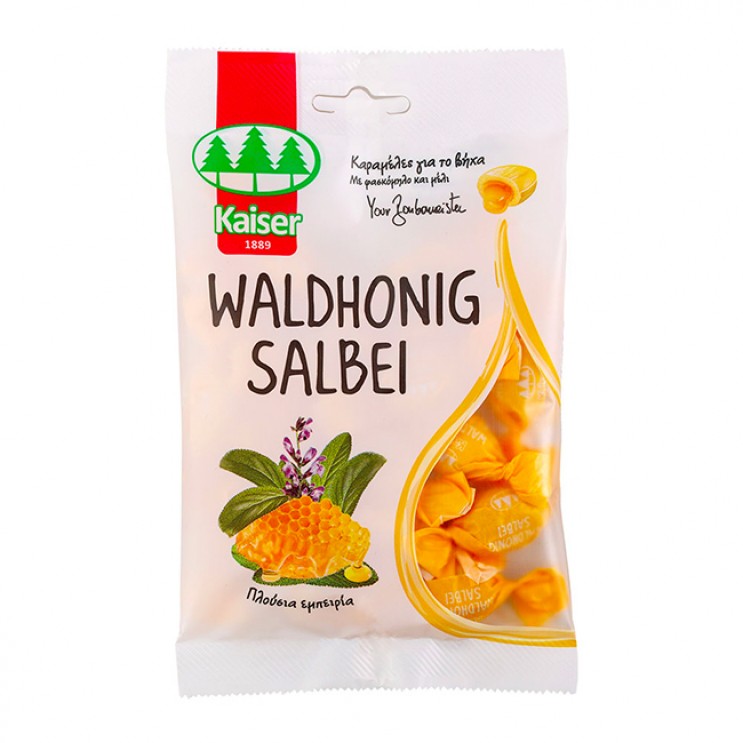 Kaiser 1889 Waldhonig Salbei 90gr | Καραμέλες για τον Βήχα με Φασκόμηλο και Μέλι