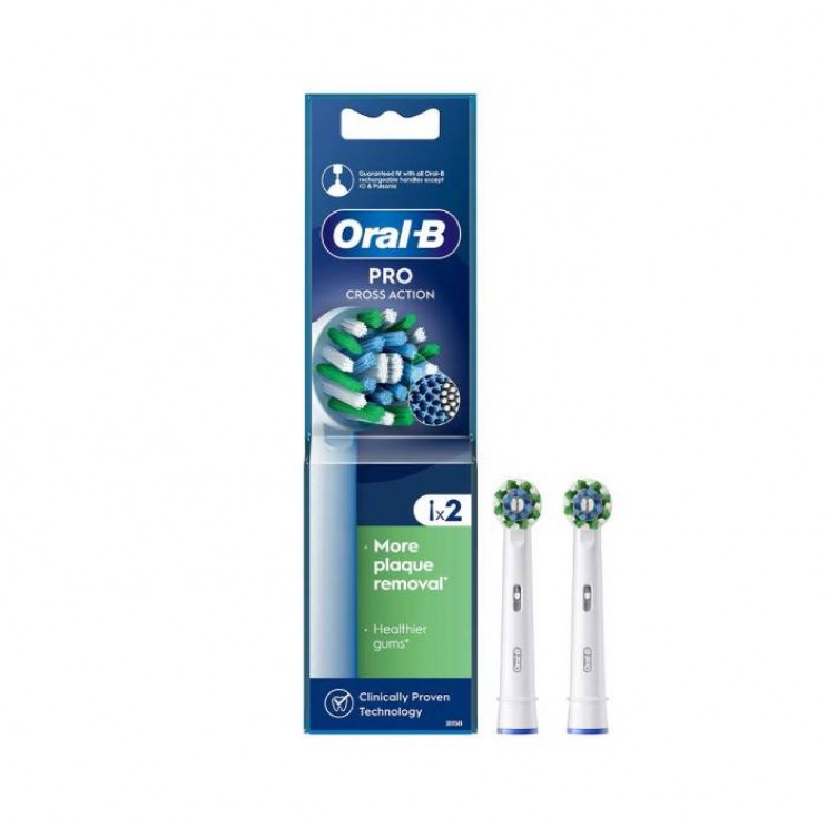 Oral-B Cross Action Pro Brush Heads 2τμχ | Ανταλλακτικές Κεφαλές Ηλεκτρικής Οδοντόβουρτσας σε Χρώμα Λευκό
