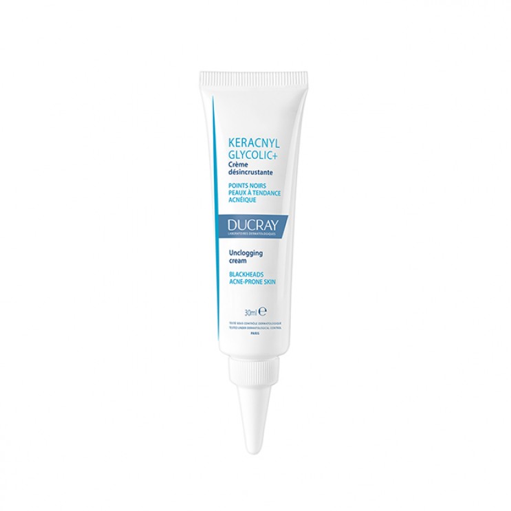 Ducray Keracnyl Glycolic+ Creme, 30ml |  Kρέμα Προσώπου για Δέρμα με Τάση Ακμής Σπυράκια & Μαύρα Στίγματα