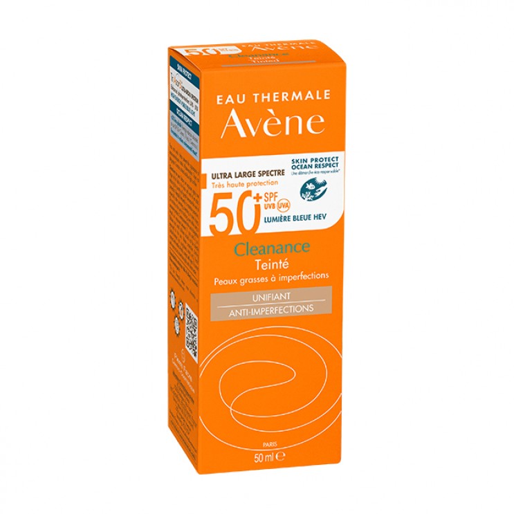 Avene Cleanance Solaire Tinted SPF50+ 50ml | Αντιηλιακό Προσώπου για Λιπαρό Δέρμα με Τάση Ακμής με Χρώμα