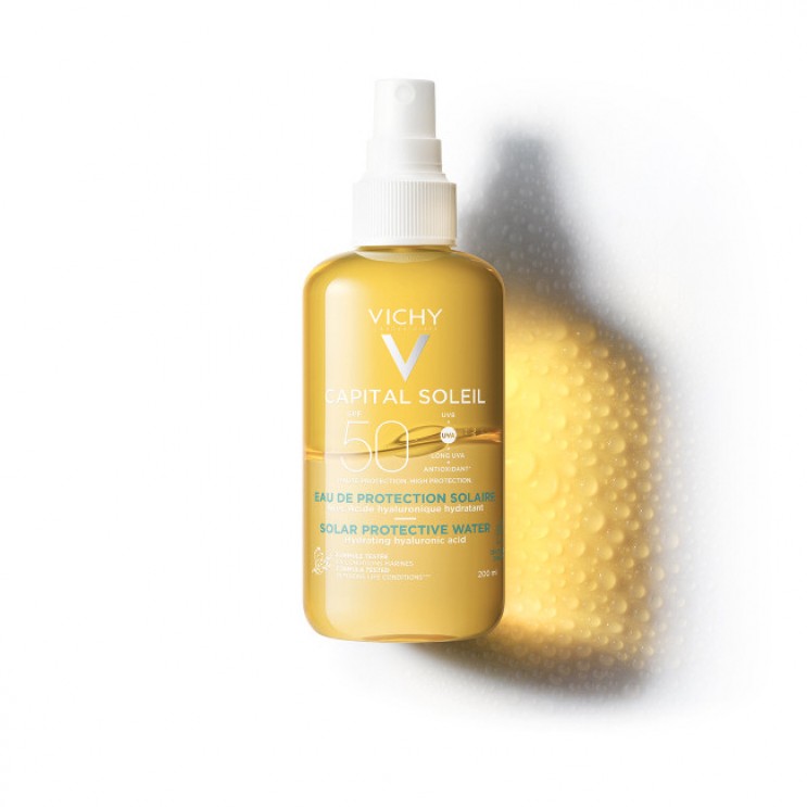 Vichy Capital  Soleil Solar Protective Water Hydrating SPF50 200ml | Ενυδατικό Νερό Προστασίας Από Τον Ήλιο