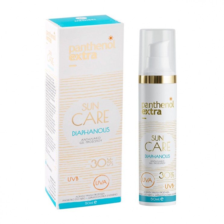 Medisei Pantenol Extra Sun Care Diaphanous SPF30, 50ml | Διάφανο Αντιηλιακό Τζελ Προσώπου
