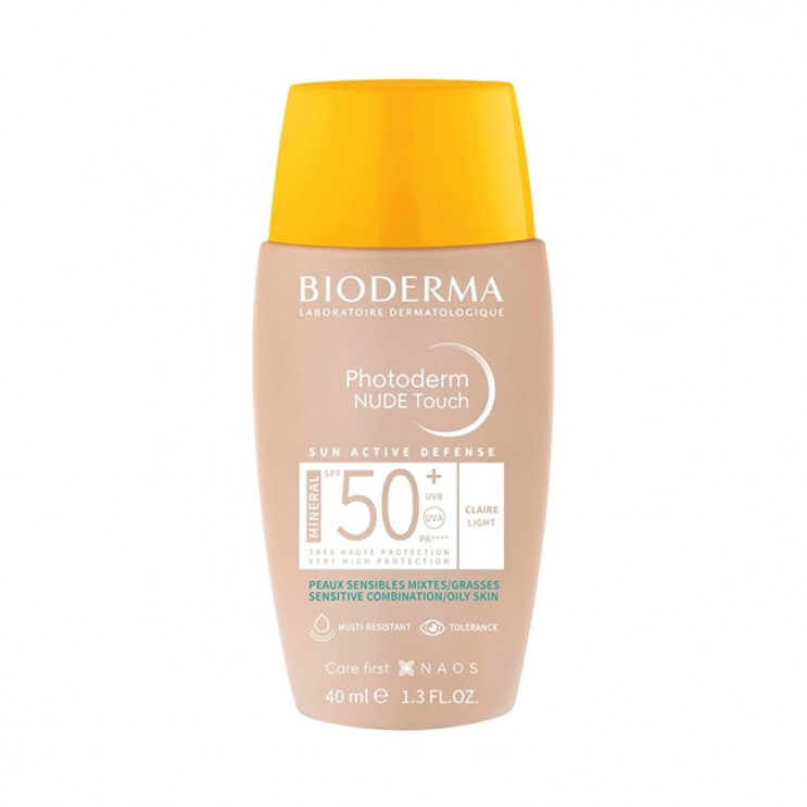 Bioderma Photoderm Nude Touch SPF50+ Light Colour 40ml | Aντιηλιακή Κρέμα Προσώπου Για Ματ Κάλυψη Light Απόχρωση 