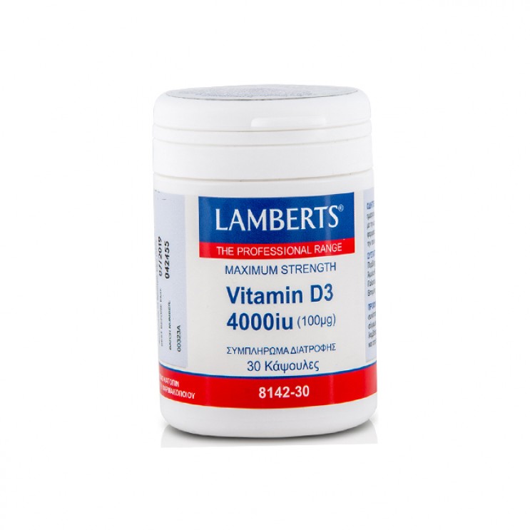 Lamberts Vitamin D3 4000iu 30caps | Συμπλήρωμα  Διατροφής Βιταμίνης D3 ΒΙΤΑΜΙΝΕΣ
