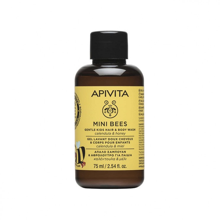 Apivita Mini Bees Gentle Kids Hair & Body Wash 75ml | Απαλό Σαμπουάν & Αφρόλουτρο για Παιδιά με Καλέντουλα & Μέλι