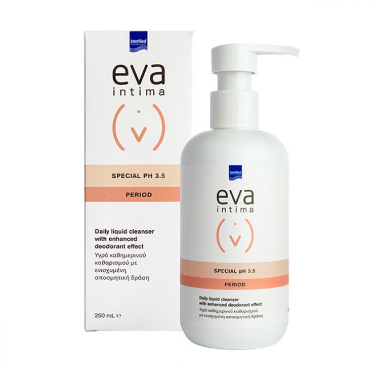 Intermed Eva Intima Wash Special pH 3.5 Period 250ml | Υγρό Καθημερινού Καθαρισμού της Ευαίσθητης Περιοχής με Ενισχυμένη Αποσμητική Δράση 