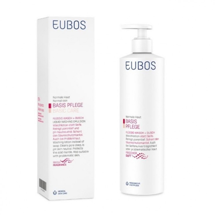 Eubos Basic Care Liquid Washing Emulsion Red 400ml | Υγρό Καθαρισμού για τον Καθημερινό Καθαρισμό και την Περιποίηση Προσώπου και Σώματος