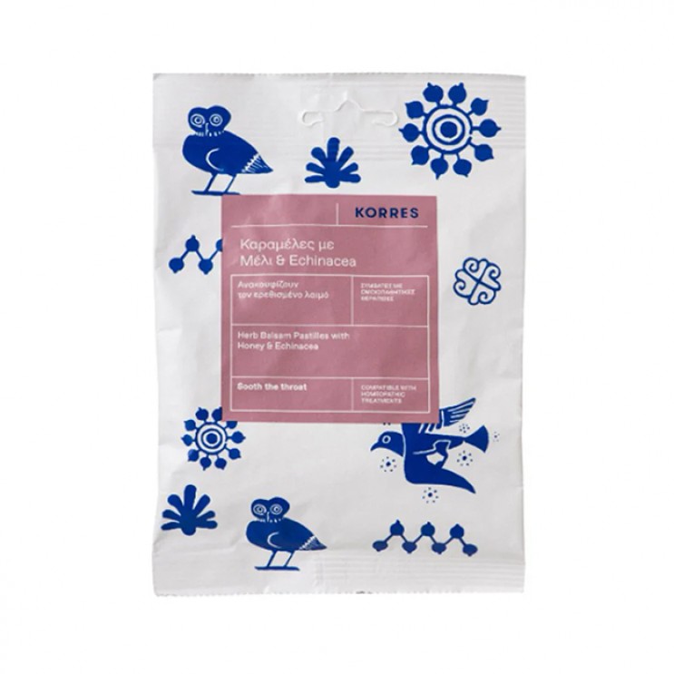 Korres Herb Balsam Pastilles With Honey & Echinacea 60gr | Καραμέλες για το Λαιμό µε Αιθέριο Έλαιο από Μέλι & Echinacea