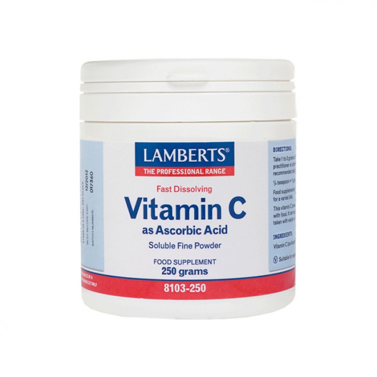 Lamberts Vitamin C as Ascorbic Acid 250gr | Συμπλήρωμα Διατροφής  για τη Γρηγορότερη Απορρόφηση της Βιταμίνης C σε Σκόνη   ΒΙΤΑΜΙΝΕΣ