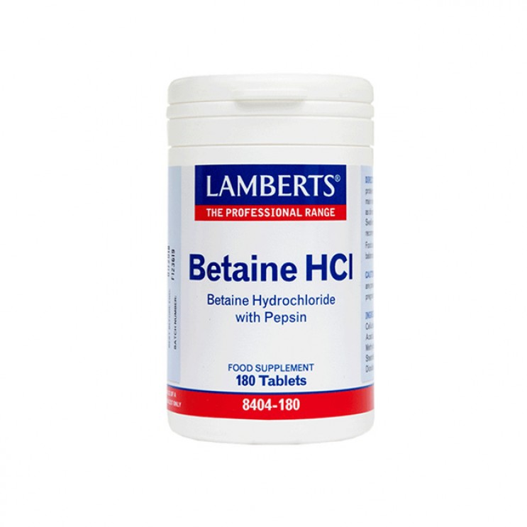 Lamberts Betaine Hci 324Mg-Pepsin 180tabs |  Συμπλήρωμα Διατροφής για την Καλή Λειτουργία του Πεπτικού Συστήματος ΦΑΡΜΑΚΕΙΟ
