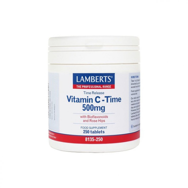 Lamberts Vitamin C-Time 500mg 250tabs |  Συμπλήρωμα Διατροφής με Βιταμίνη C για Τόνωση & Ενίσχυση του Ανοσοποιητικού ΒΙΤΑΜΙΝΕΣ