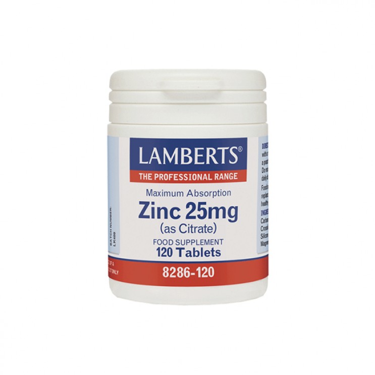 Lamberts Zinc 25mg (Citrate) 120tabs |  Συμπλήρωμα Ψευδάργυρου ΜΕΤΑΛΛΑ & ΙΧΝΟΣΤΟΙΧΕΙΑ