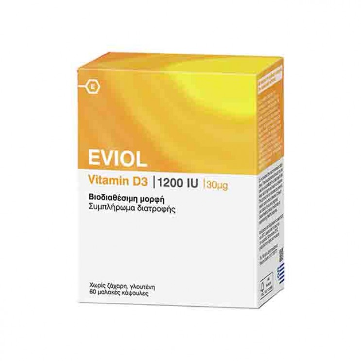 Eviol Vitamin D3 1200IU 60 softcaps | Συμπλήρωμα Διατροφής με Βιταμίνη D3 για Στήριξη Σώματος και Δυνατά Οστά ΒΙΤΑΜΙΝΕΣ