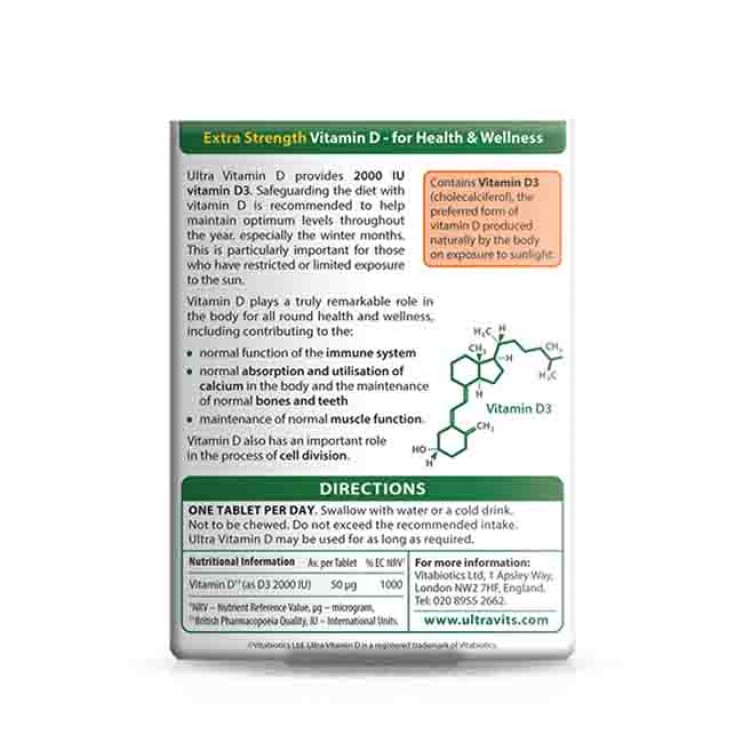 Vitabiotics Ultra Vitamin D 2000 IU D3 50mg, 96tabs |  Συμπλήρωμα Διατροφής με Βιταμίνη D3 ΒΙΤΑΜΙΝΕΣ
