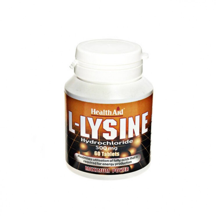Health Aid L-Lysine Hydrochloride 500mg 60tabs | Συμπλήρωμα Διατροφής Λυσίνης για την Παραγωγή Πρωτεϊνών 