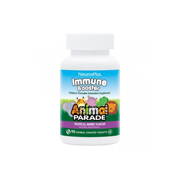 Nature's Plus Animal Parade Kids Immune Booster 90Chew. tabs | Παιδικές Μασώμενες Πολυβιταμίνες για Ενίσχυση του Ανοσοποιητικού με Γεύση Τροπικά Φρούτα ΒΙΤΑΜΙΝΕΣ