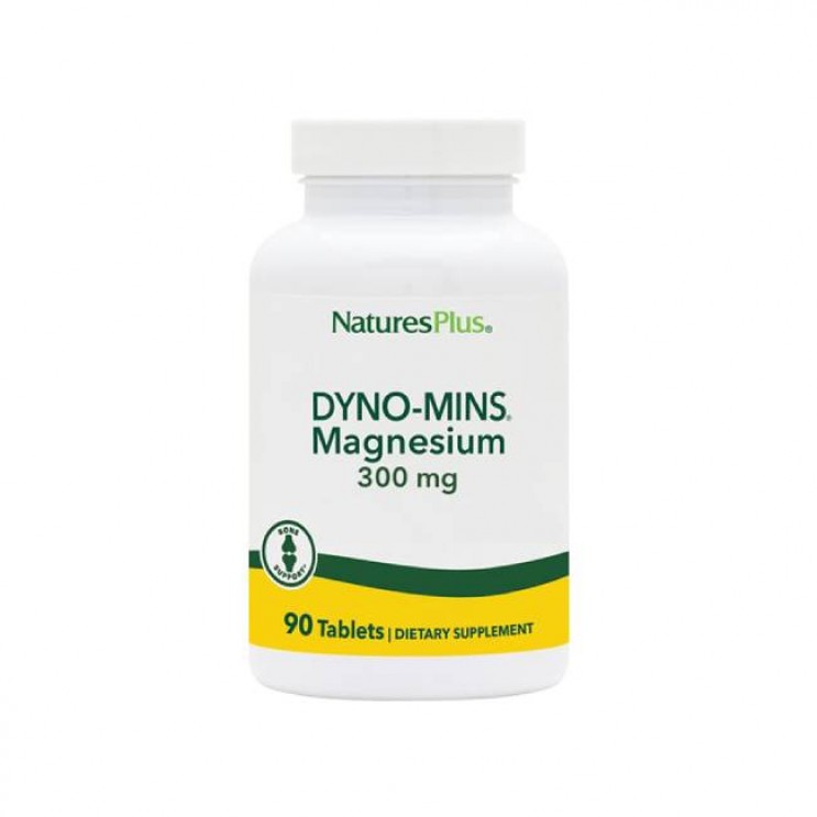 Nature's Plus Dyno-Mins Magnesium 300mg, 90tabs | Συμπλήρωμα Διατροφής Οργανικού Μαγνησίου ΜΕΤΑΛΛΑ & ΙΧΝΟΣΤΟΙΧΕΙΑ