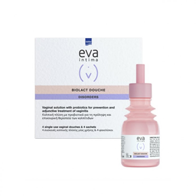 Intermed Eva Intima Biolact Douche 4 συσκευές κολπικών πλύσεων & 4 φακελίσκοι ΥΓΙΕΙΝΗ